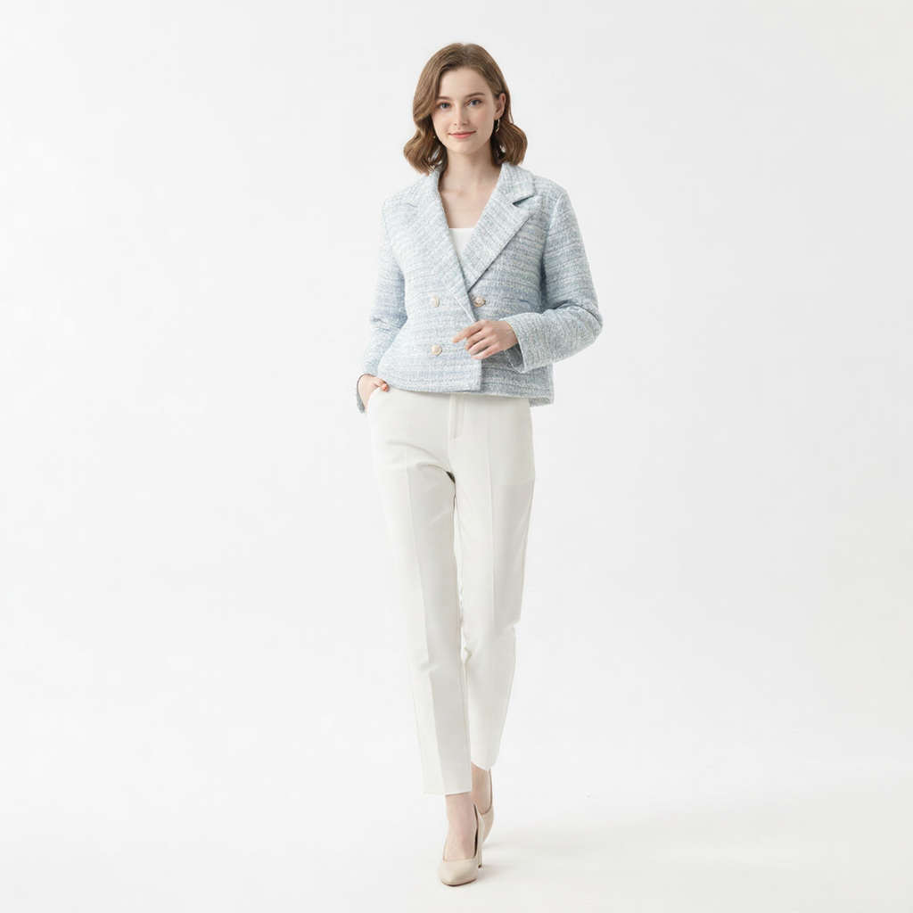 The Serene Sky Tweed Blazer